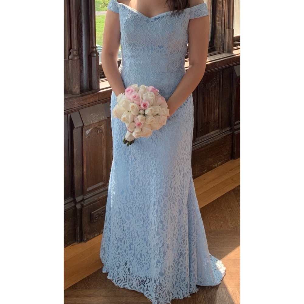Beautiful off the shoulder baby blue dress